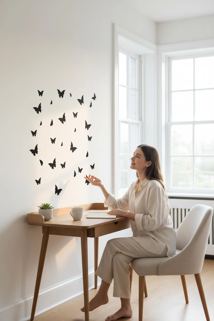 Dekoratif Kelebek Duvar Süsü Seti - Lazer Kesim MDF | 30 Adet (4-6-8-10 cm)