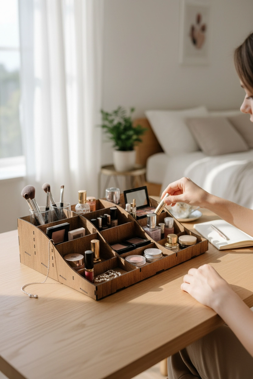 Ahşap Masaüstü Organizer 12 Bölmeli