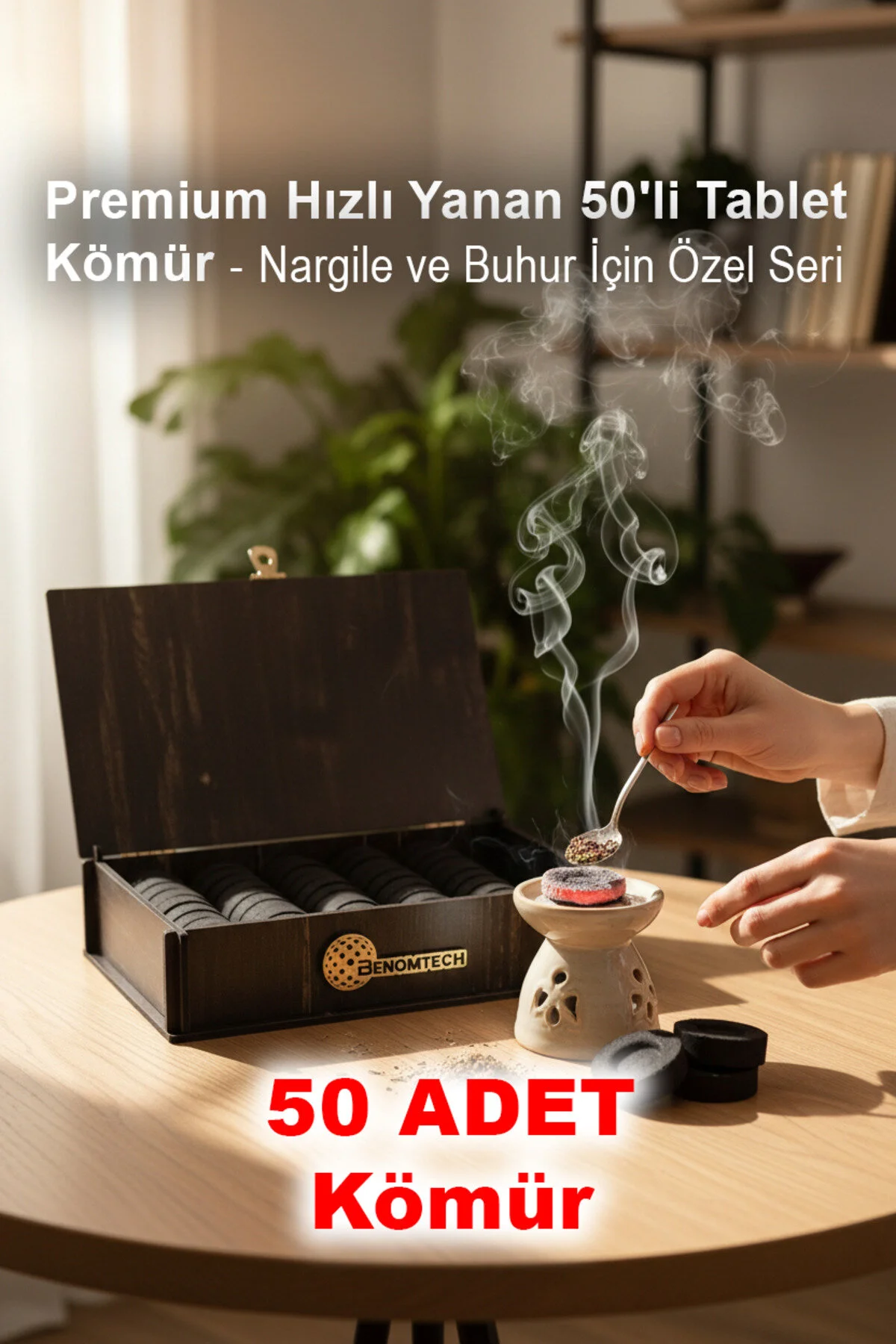 Premium Hızlı Yanan 50'li Tablet Kömür - Nargile ve Buhur İçin Özel Seri