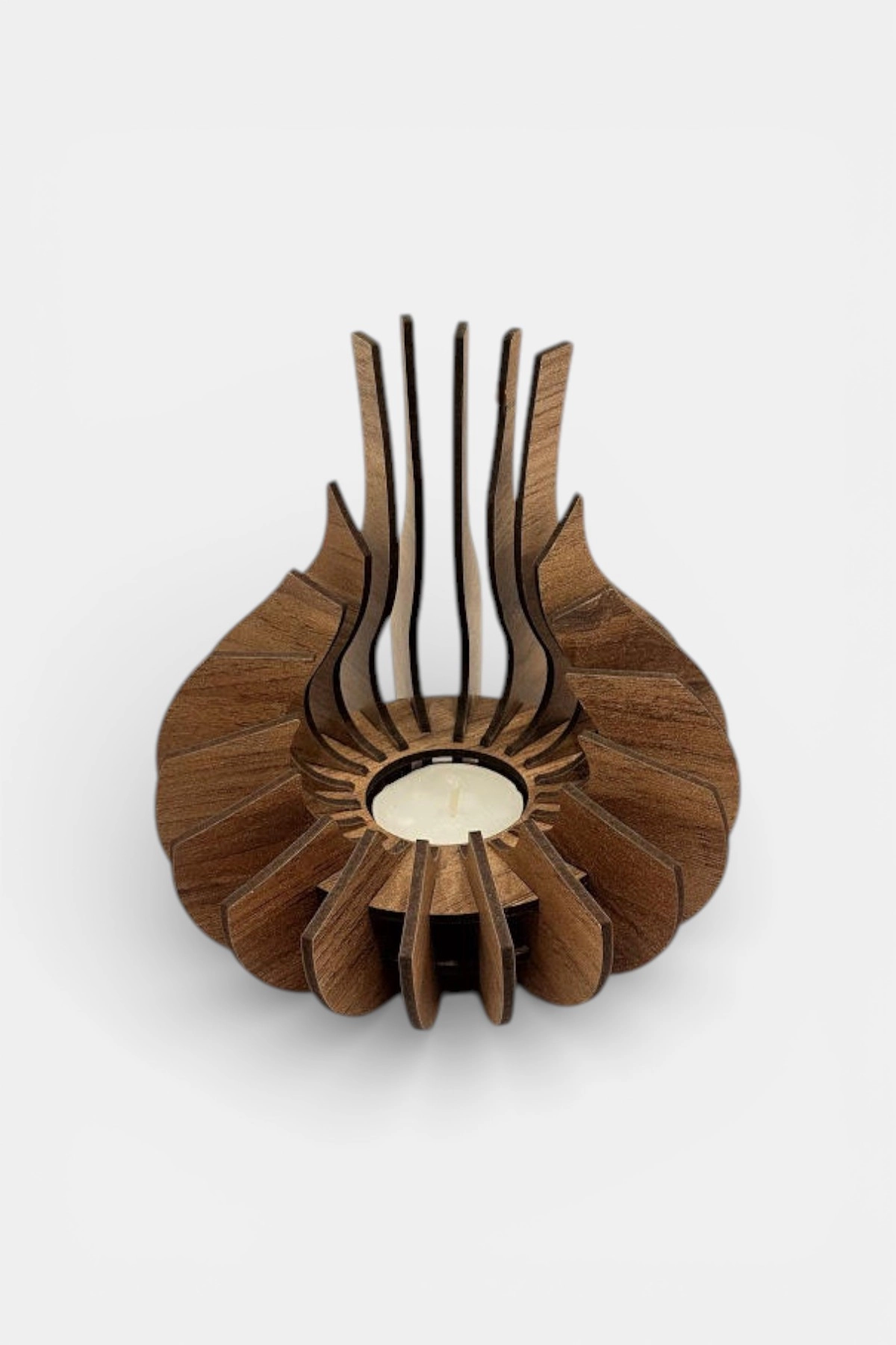 Modern Doğal Ahşap Mumluk – Premium Tealight Mumluk (16 cm)