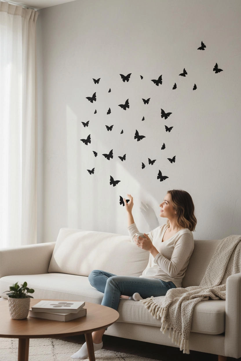 Dekoratif Kelebek Duvar Süsü Seti - Lazer Kesim MDF | 30 Adet (4-6-8-10 cm)