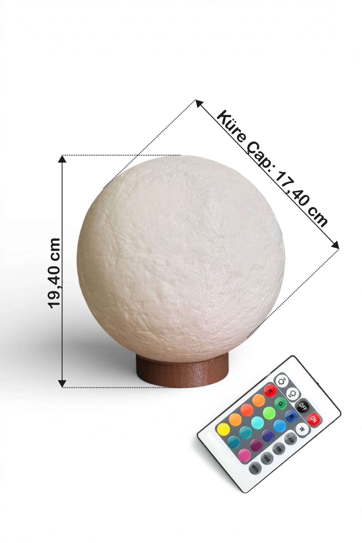 Ay Lambası Kumandalı RGB Renk Değiştiren Gece Lambası 17.4 cm E27 Ampul Dahil