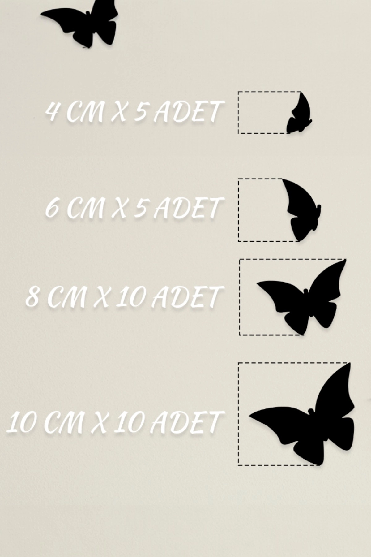 Dekoratif Kelebek Duvar Süsü Seti - Lazer Kesim MDF | 30 Adet (4-6-8-10 cm)