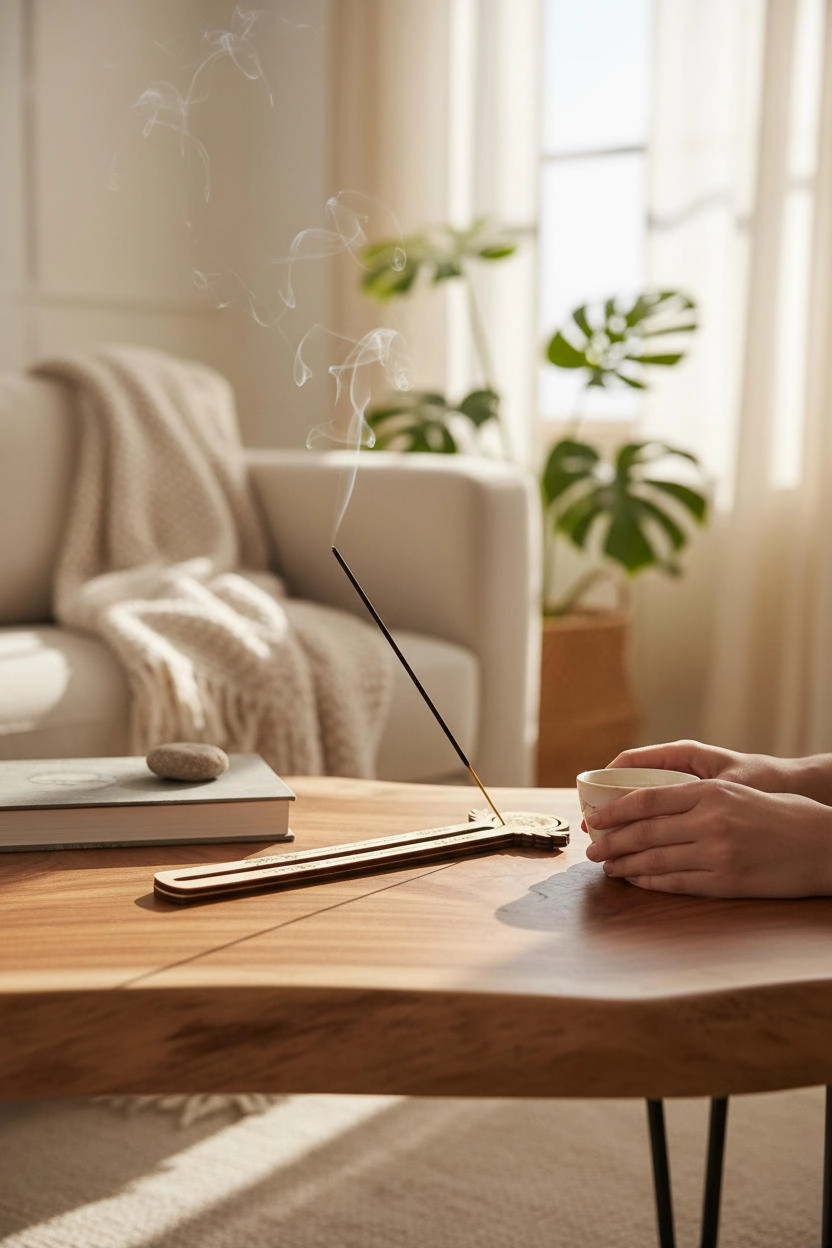 Üçüncü Göz ve Doğa Motifli Ahşap Tütsülük