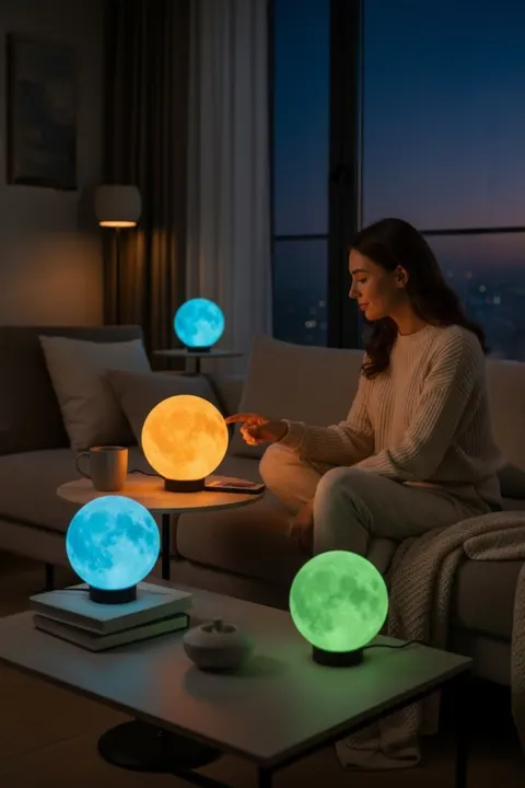 Ay Lambası Kumandalı RGB Renk Değiştiren Gece Lambası 17.4 cm E27 Ampul Dahil