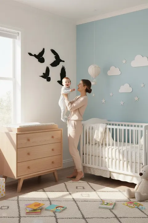 Kuş Motifli Duvar Süsü Dekoru Siyah Dekoratif Ahşap MDF 4 Parça 