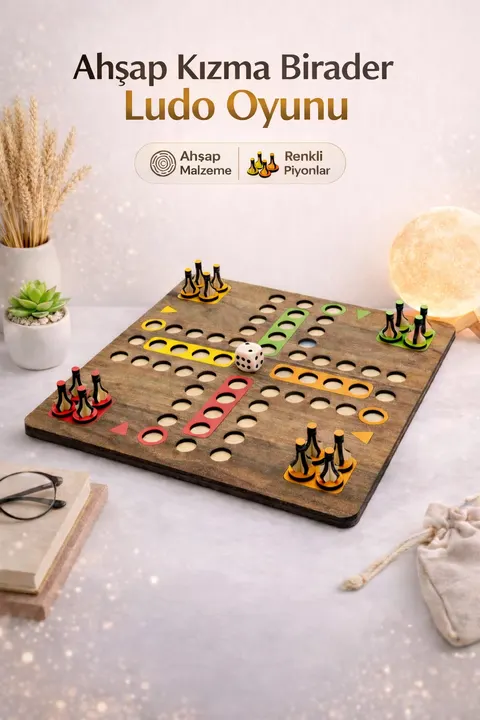 Ahşap Ludo Oyunu (Kızma Birader) - 4 Kişilik Premium Masa Oyunu