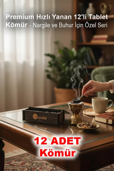 Premium Hızlı Yanan 12'li Tablet Kömür - Nargile ve Buhur İçin Özel Seri