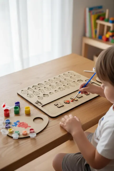 Ahşap Boyanabilir Sayılar ve Matematik - Kendin Yap (DIY) Etkinlik Seti