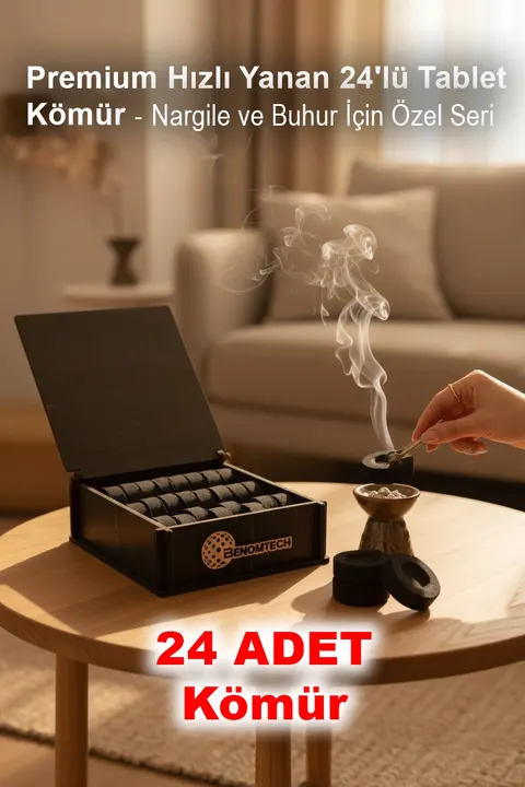 Premium Hızlı Yanan 24'lü Tablet Kömür - Nargile ve Buhur İçin Özel Seri