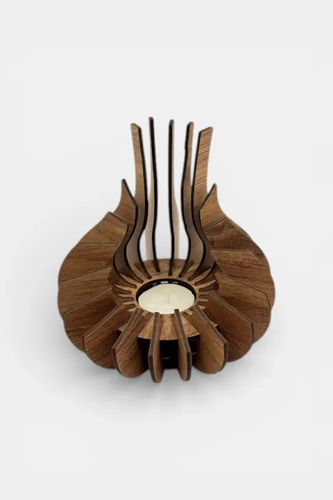Modern Doğal Ahşap Mumluk – Premium Tealight Mumluk (16 cm)