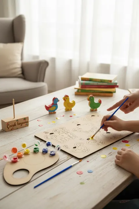Hayvan Temalı Ahşap Boyama Oyun Seti | Okul Öncesi Etkinlik