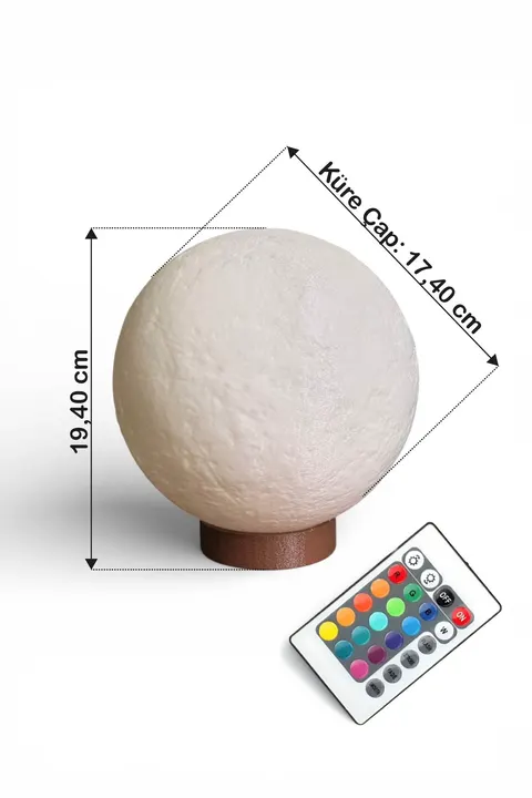 Ay Lambası Kumandalı RGB Renk Değiştiren Gece Lambası 17.4 cm E27 Ampul Dahil