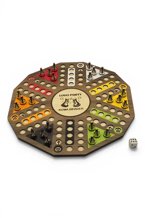 Ahşap Ludo Oyunu (Kızma Birader) - 6 Kişilik Premium Masa Oyunu