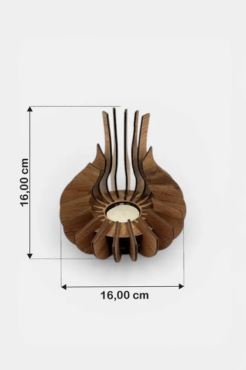 Modern Doğal Ahşap Mumluk – Premium Tealight Mumluk (16 cm)