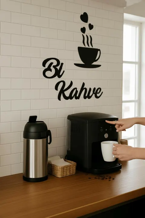  Bi Kahve 40 x 50 cm Duvar Süsü  3 mm MDF Dekoratif Yazı