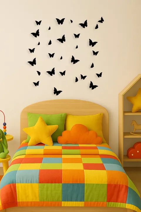 Dekoratif Kelebek Duvar Süsü Seti - Lazer Kesim MDF | 30 Adet (4-6-8-10 cm)