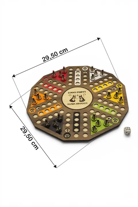 Ahşap Ludo Oyunu (Kızma Birader) - 6 Kişilik Premium Masa Oyunu