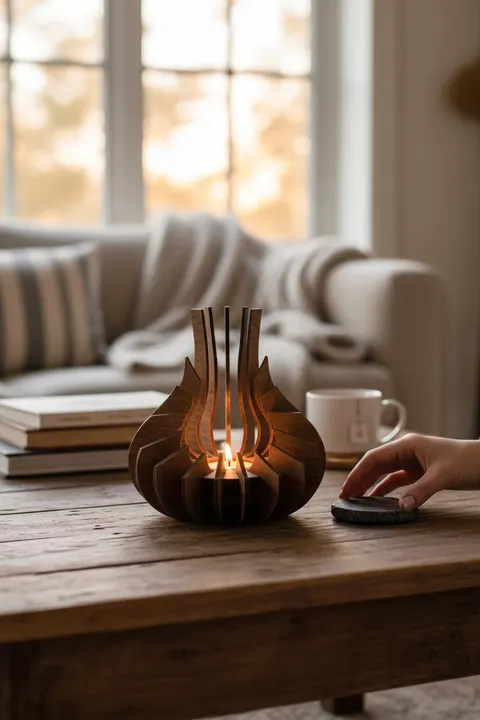 Modern Doğal Ahşap Mumluk – Premium Tealight Mumluk (16 cm)