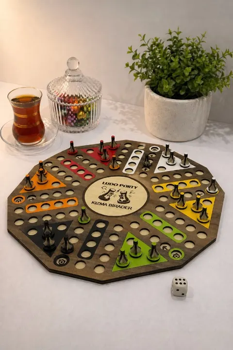 Ahşap Ludo Oyunu (Kızma Birader) - 6 Kişilik Premium Masa Oyunu