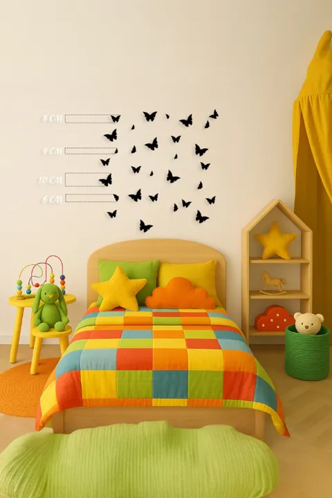 Dekoratif Kelebek Duvar Süsü Seti - Lazer Kesim MDF | 30 Adet (4-6-8-10 cm)