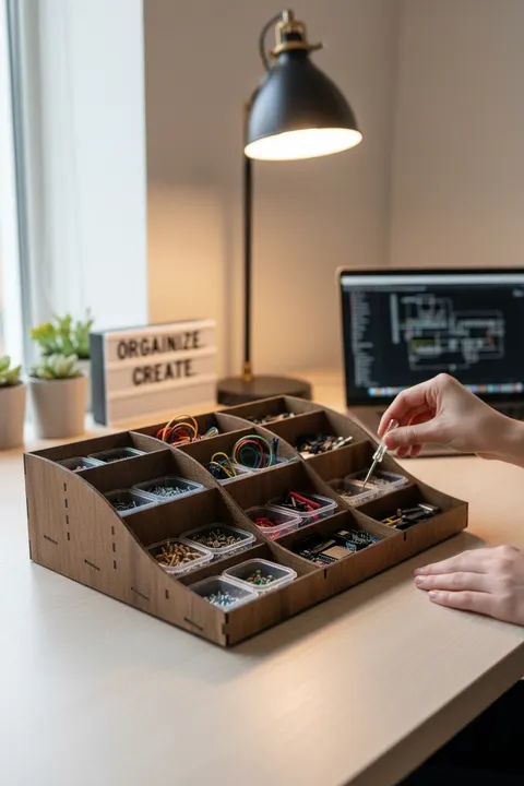 Ahşap Masaüstü Organizer 12 Bölmeli