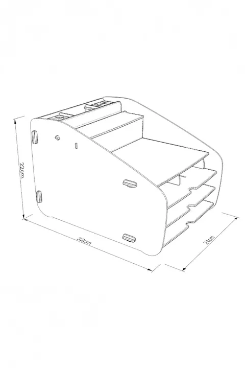 Evrak Rafı Masaüstü Medium Organizer Ceviz Desenli 3mm MDF