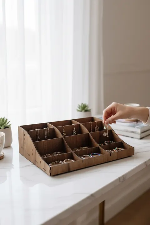 Ahşap Masaüstü Organizer 12 Bölmeli