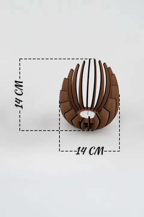 Ceviz Desenli Lotus Mumluk – 3 mm MDF Lazer Kesim, 14 cm