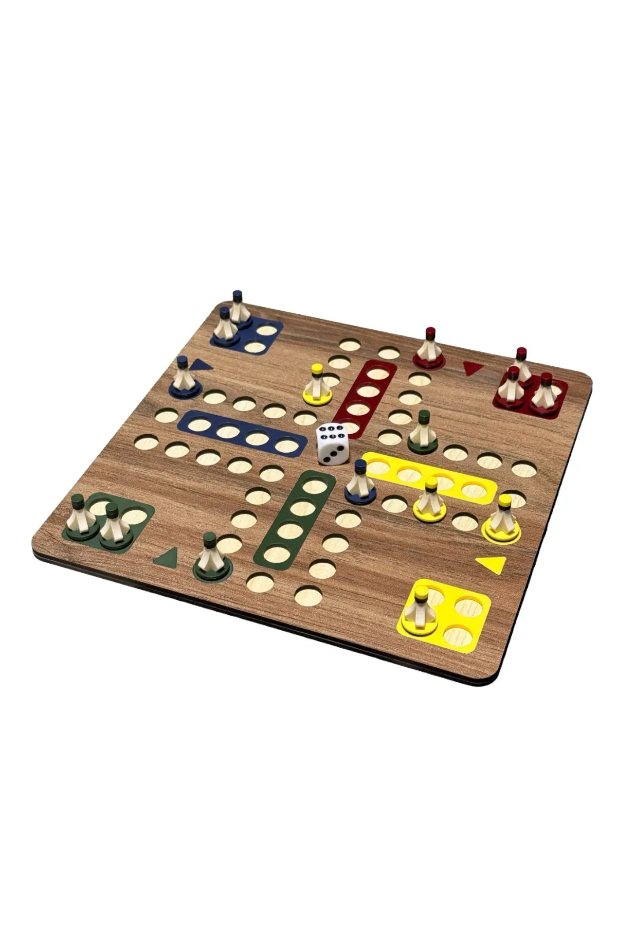 Ludo Party Kızma Birader Oyunu 2-4 Kişilik Ahşap Tabla 23x23 cm