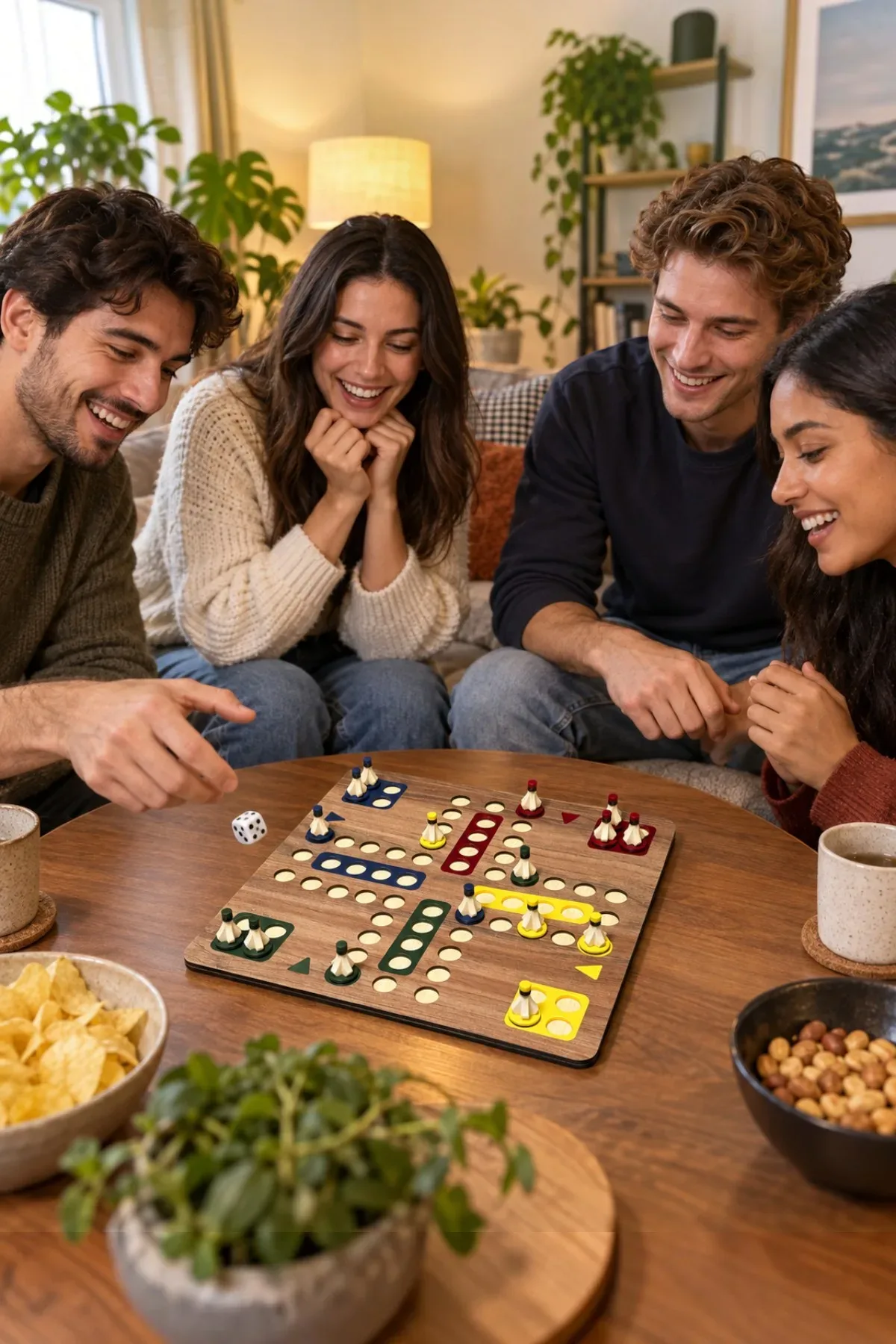 Ludo Party Kızma Birader Oyunu 2-4 Kişilik Ahşap Tabla 23x23 cm