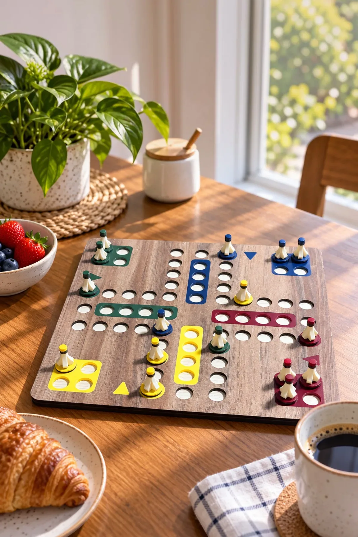 Ludo Party Kızma Birader Oyunu 2-4 Kişilik Ahşap Tabla 23x23 cm